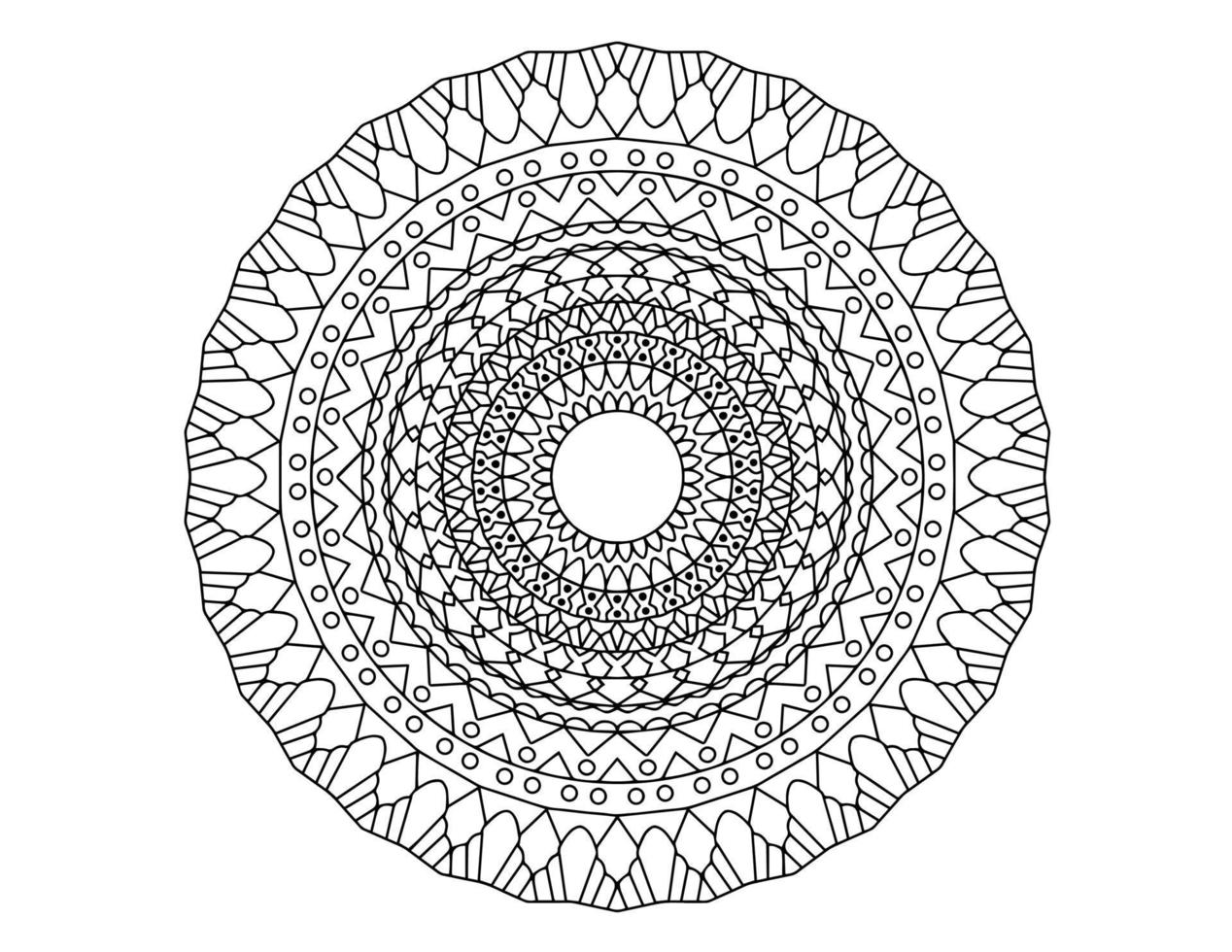 black and white mandala design, tattoo, mehndi, coloring page vector