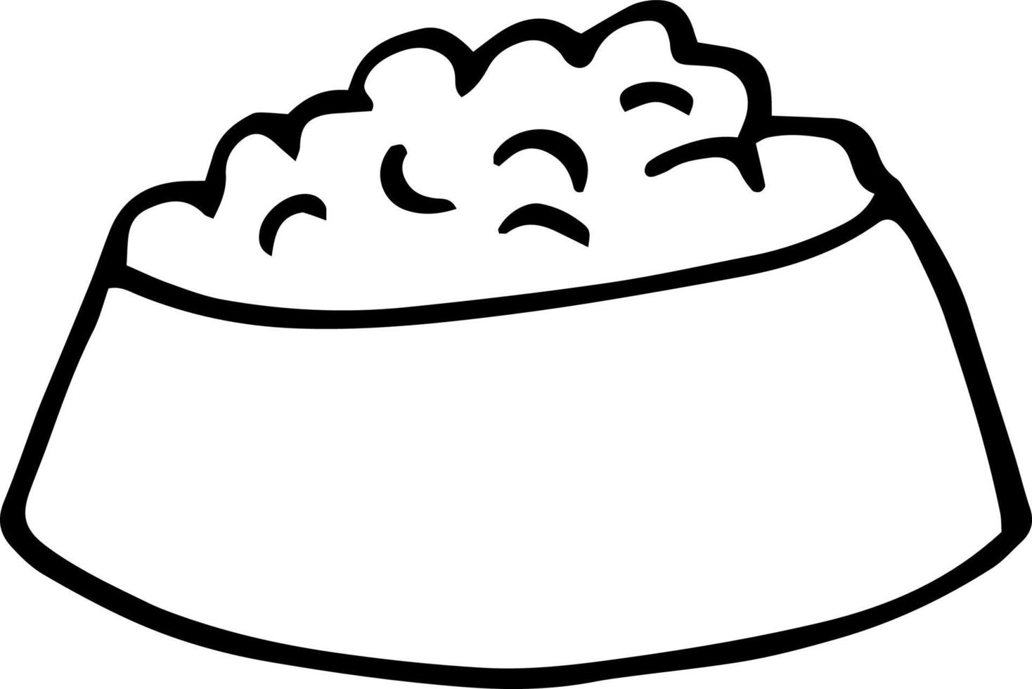 bowl with pet food icon. hand drawn doodle. , scandinavian, nordic minimalism monochrome vector