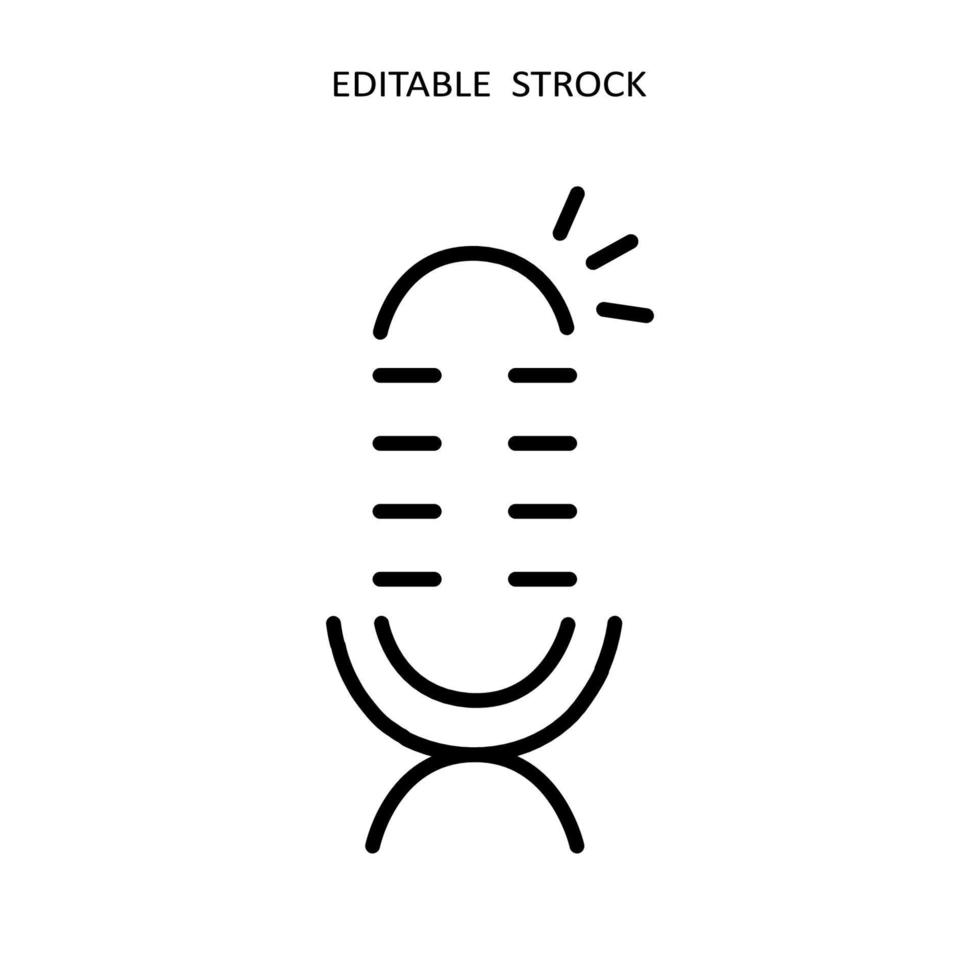 Microphone outline icon. Voice record simbol. Audio mic logo vector
