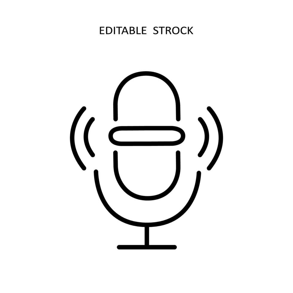 Microphone outline icon. Voice record simbol. Audio mic logo vector