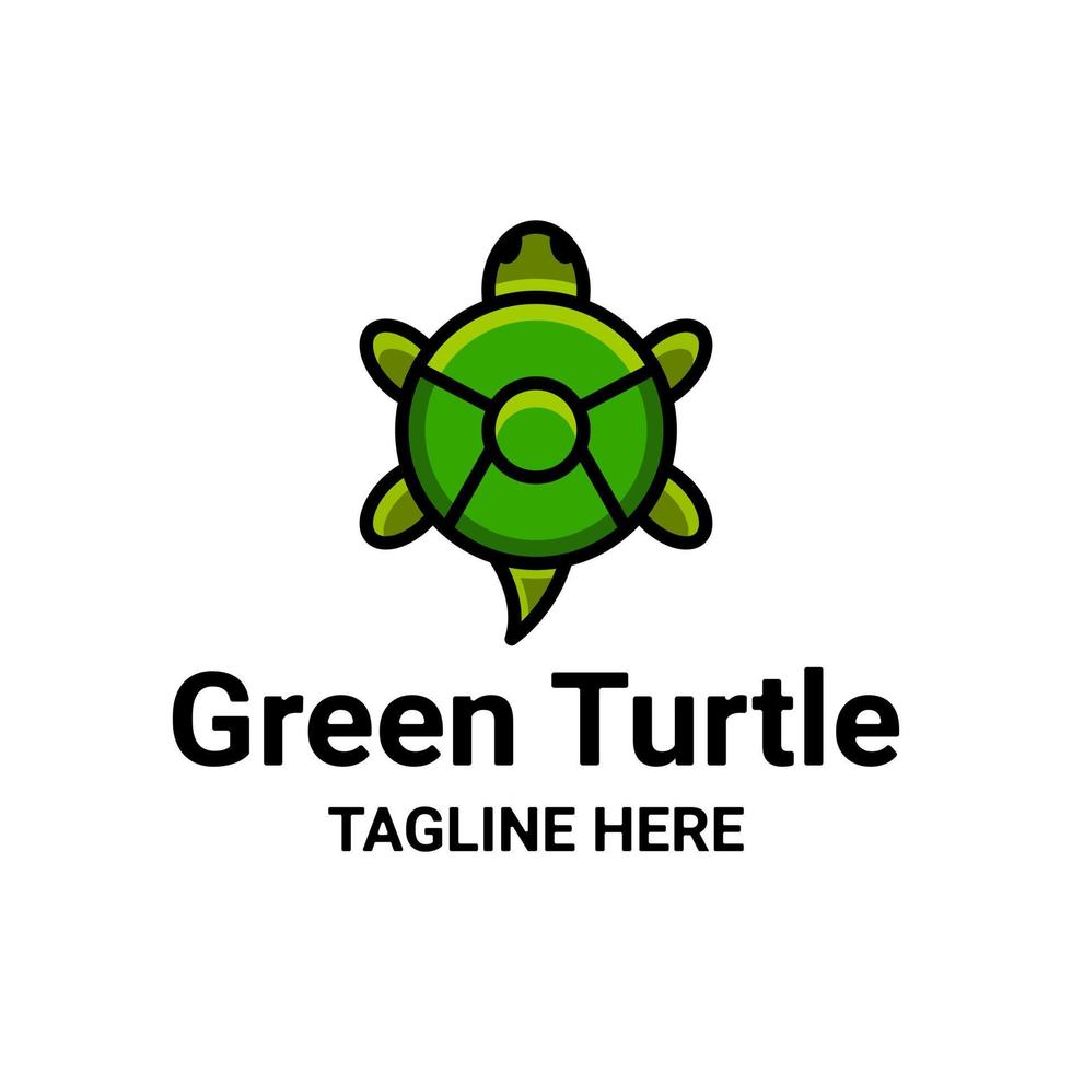 Simple Mascot Vector Logo Design of Green Turtle