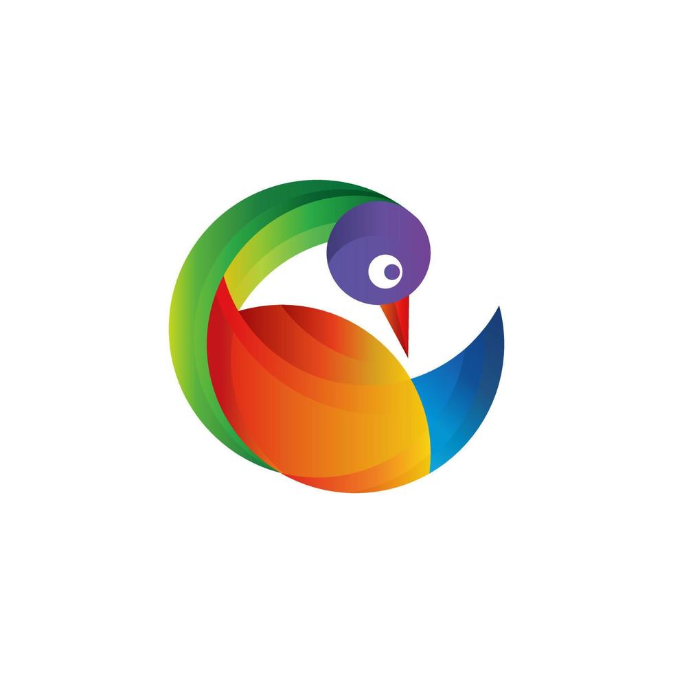 Unique cute swan colorful in white background,vector logo design editable vector