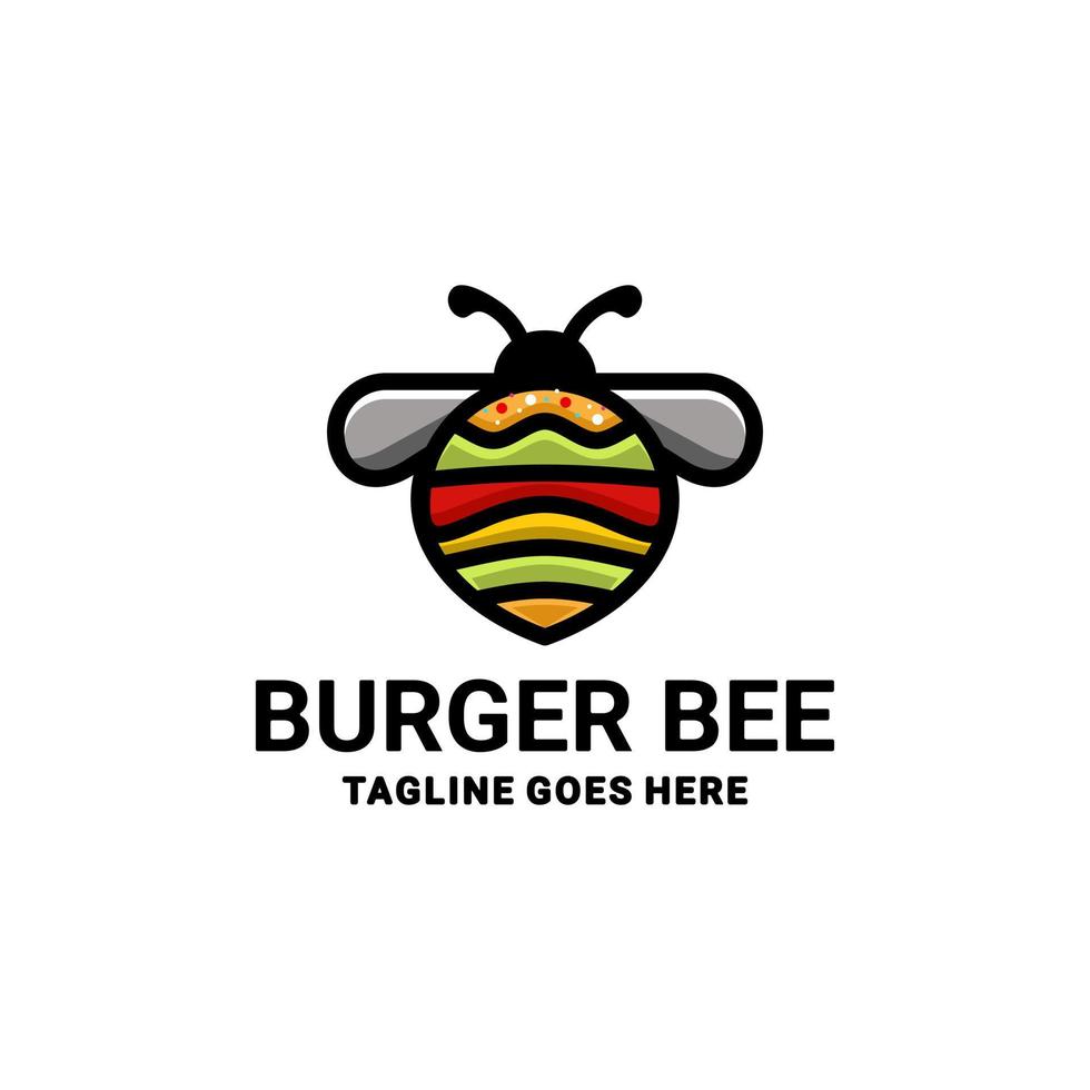 Double Meaning Logo Design Combination of burger and bee vector