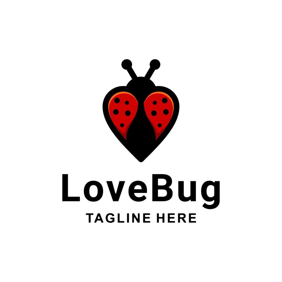 Simple Vector Mascot Cartoon Logo Design of Dual Meaning Combination Bug and Love