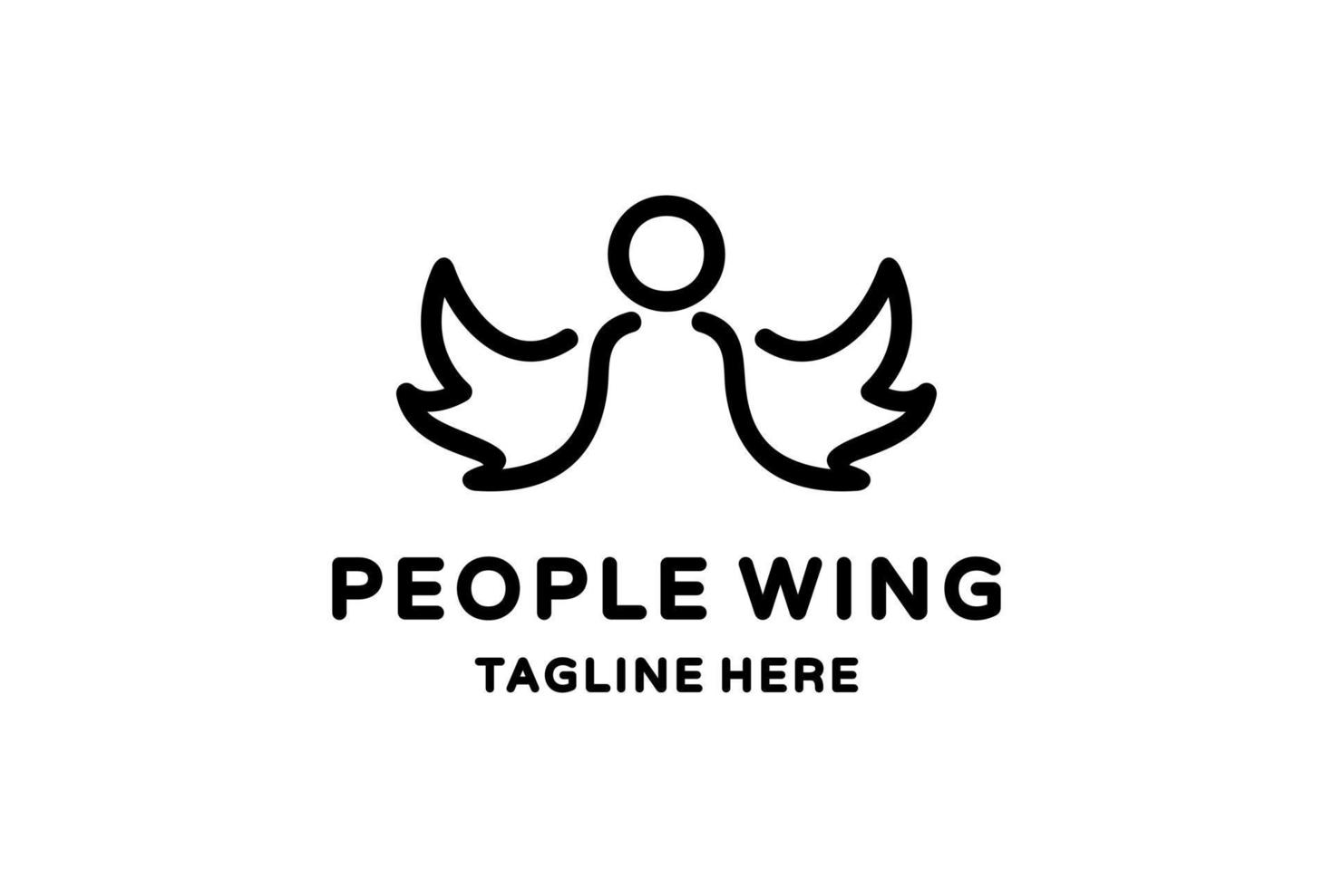 Vector logo Design People Wing with line art style