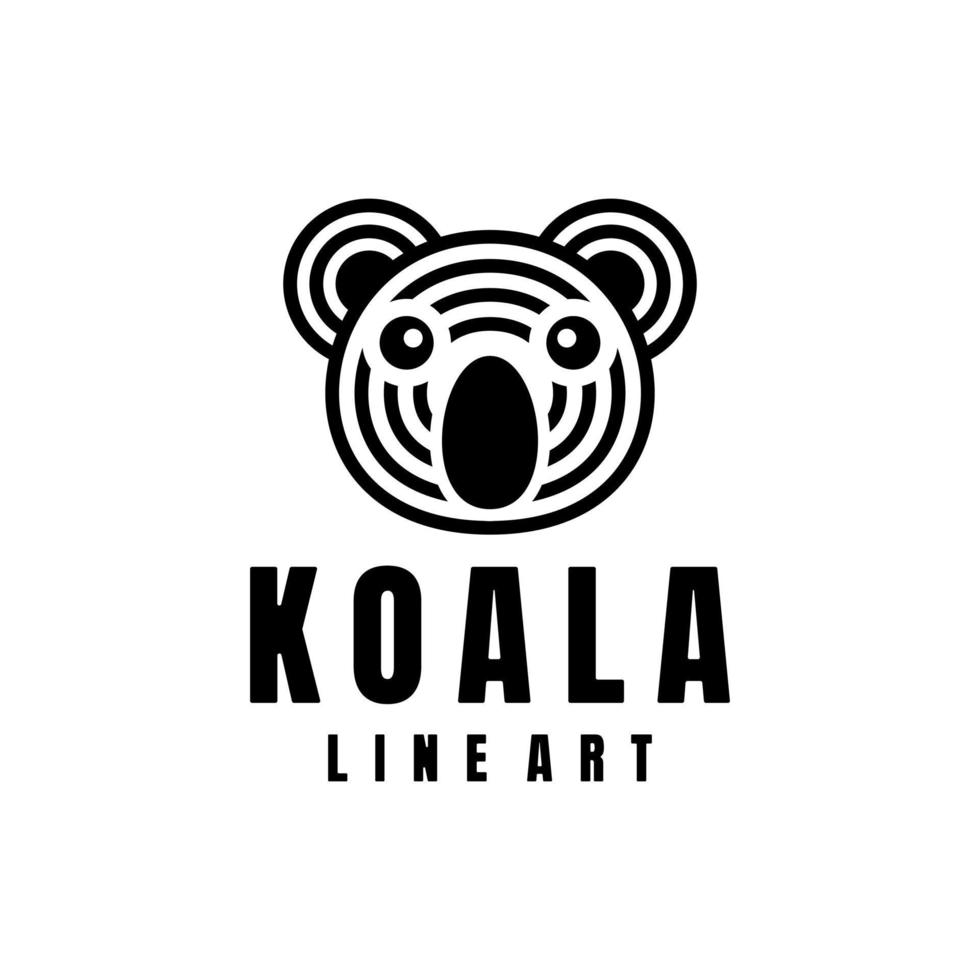 Animal koala with line art style,in background white, design logo vector editable