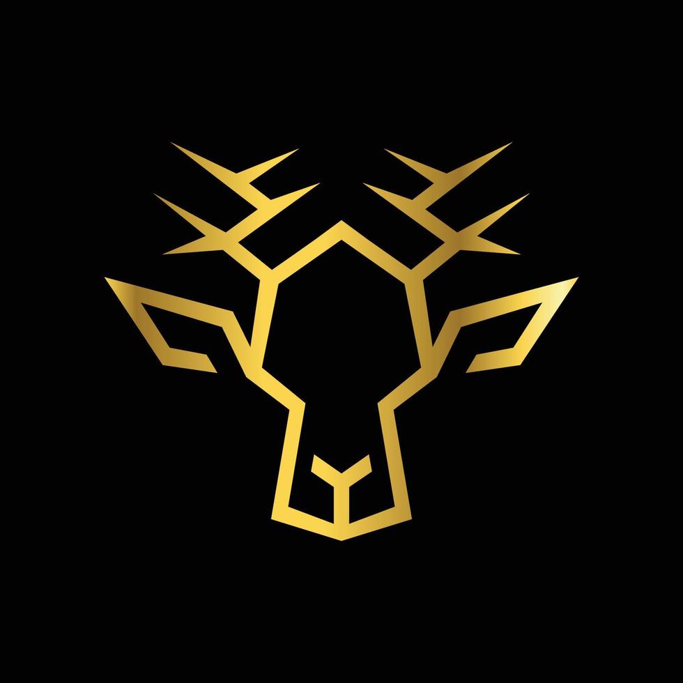 Design Vector Deer Gold With line art style