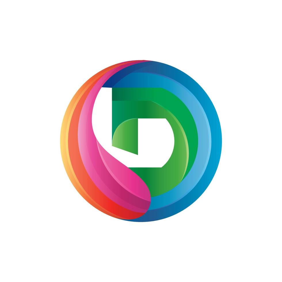 Letter D colorful, vector logo design editable
