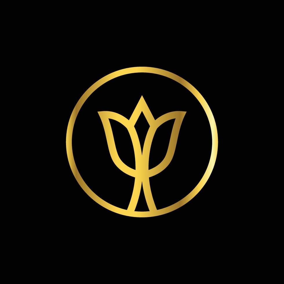 Design Vector Tulip Gold With line art style