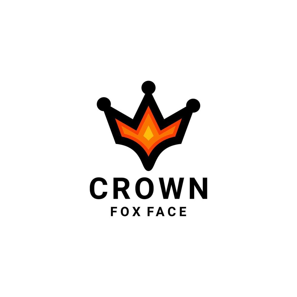 fox face combination with crown in background white ,vector logo design editable vector
