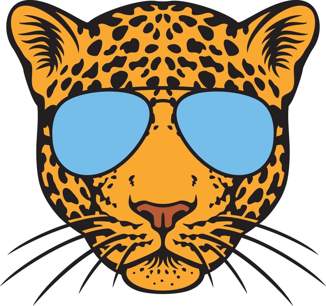 cabeza de jaguar con gafas de sol de aviador ilustración vectorial 5110216 en Vecteezy