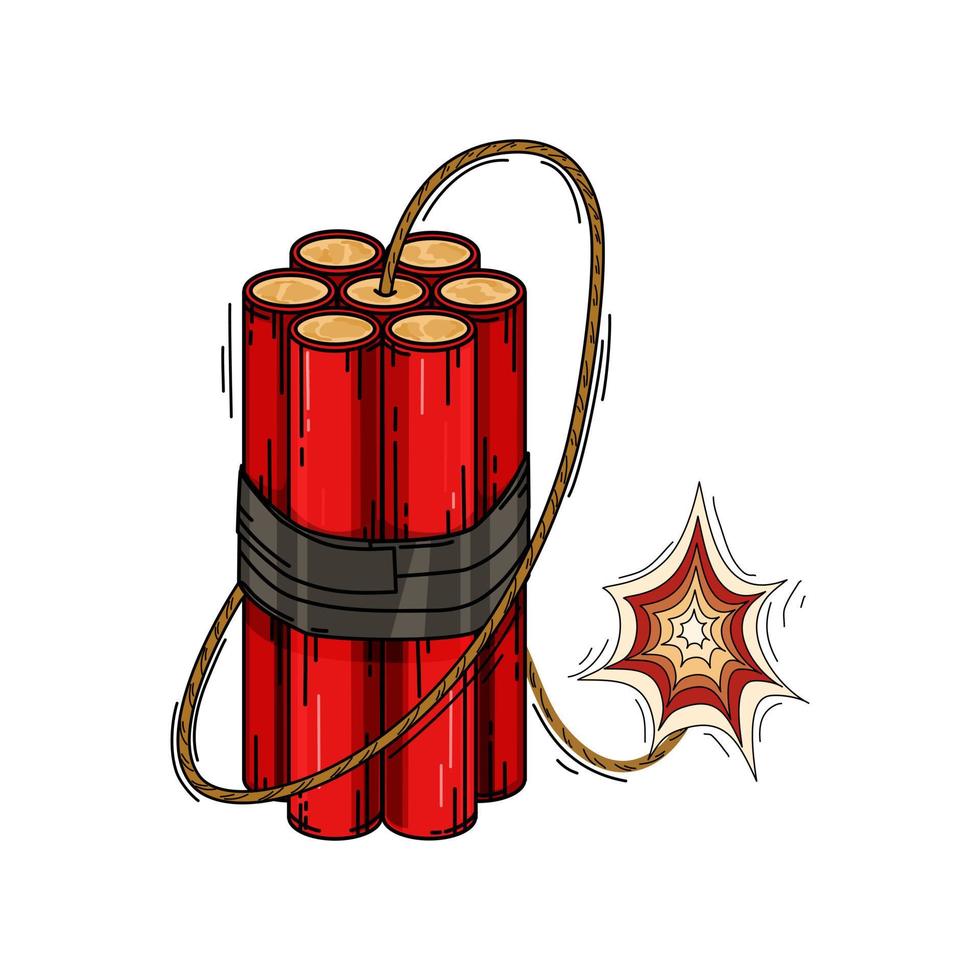 Vector illustration of dynamite on a white isolated background.