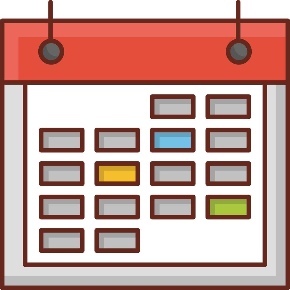 ilustración de vector de calendario sobre un fondo transparente. símbolos de primera calidad. icono de color plano de línea vectorial para concepto y diseño gráfico.