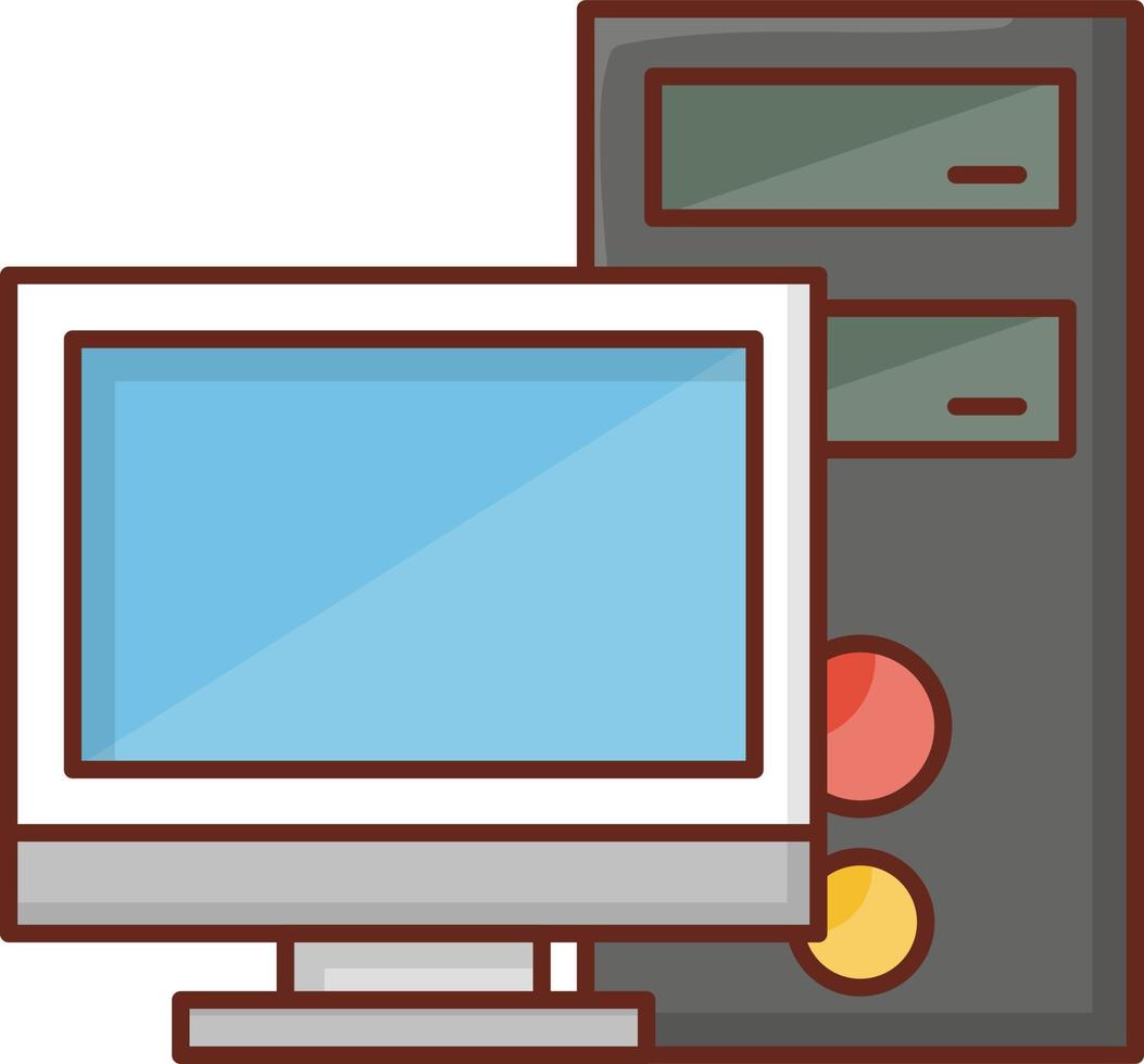Ilustración de vector de computadora sobre un fondo transparente. símbolos de primera calidad. icono de color plano de línea vectorial para concepto y diseño gráfico.