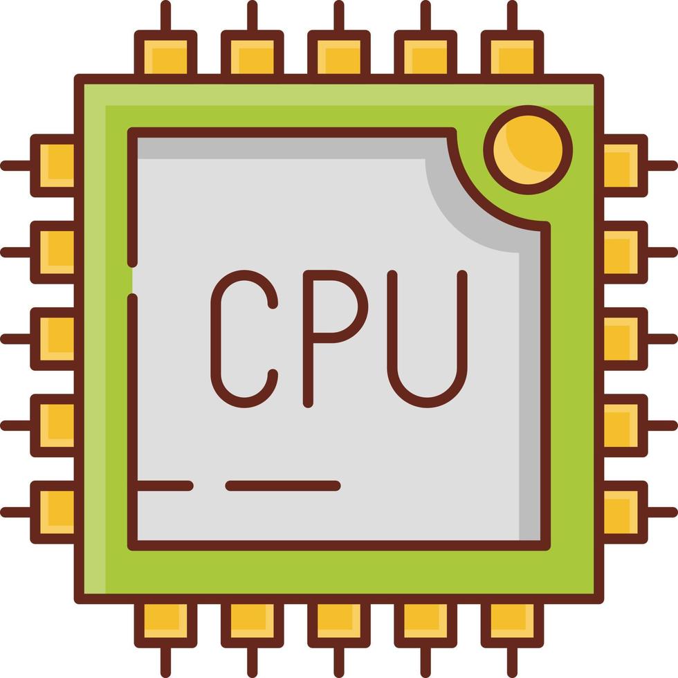 Ilustración de vector de cpu sobre un fondo transparente. símbolos de primera calidad. icono de color plano de línea vectorial para concepto y diseño gráfico.