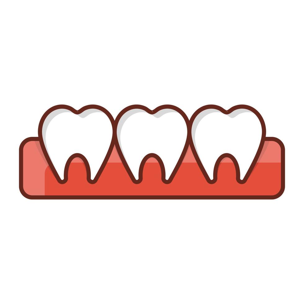 Ilustración de vector de dientes sobre un fondo transparente. símbolos de primera calidad. icono de color plano de línea vectorial para concepto y diseño gráfico.