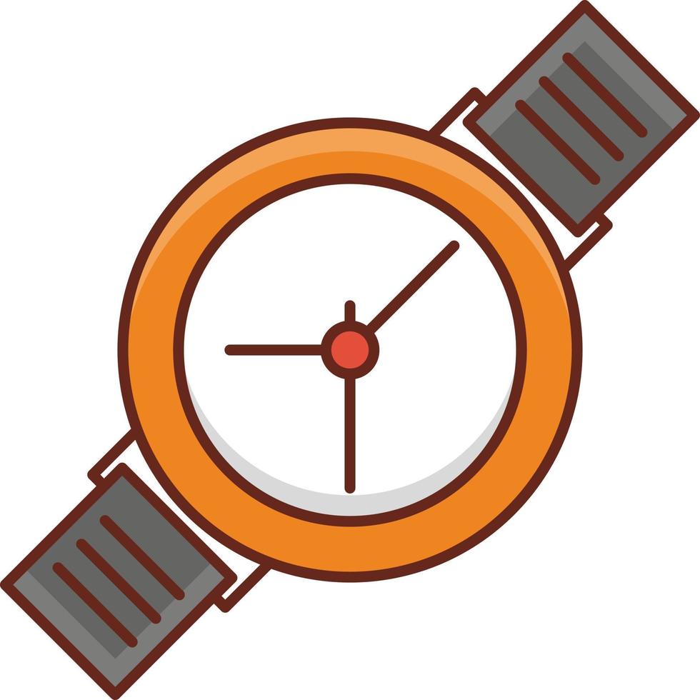 Ilustración de vector de reloj de pulsera sobre un fondo transparente. símbolos de primera calidad. icono de color plano de línea vectorial para concepto y diseño gráfico.