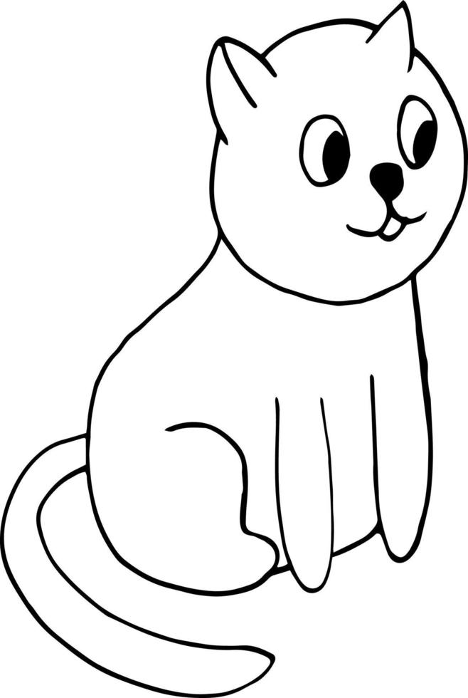 cat icon. hand drawn doodle. , scandinavian, nordic, minimalism monochrome pet animal cute funny vector