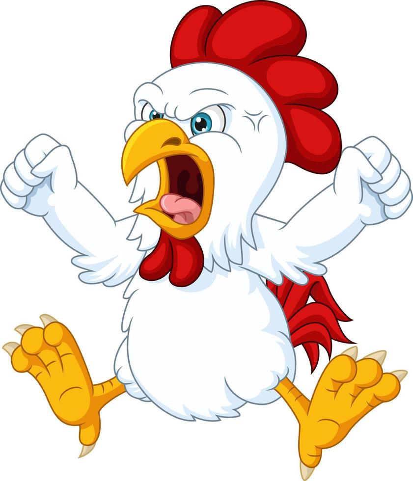 Cartoon angry chicken on white background vector