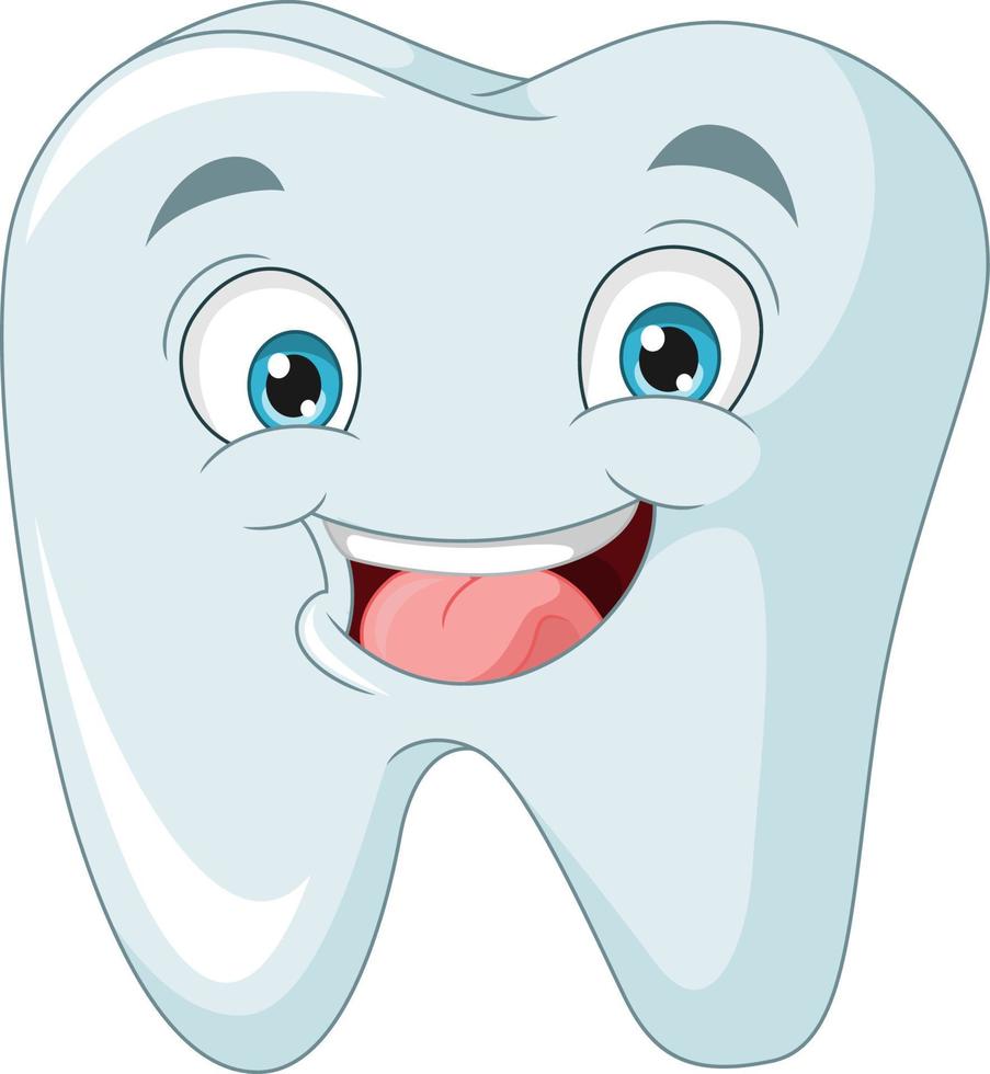 Cute smiling tooth cartoon character vector