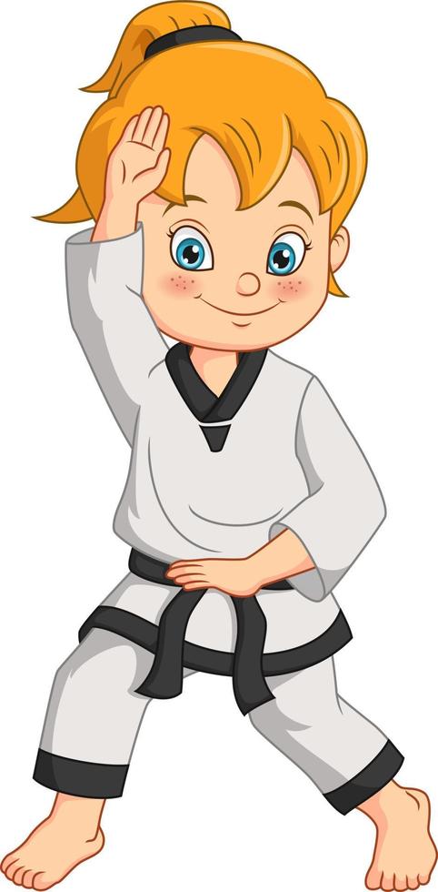 Cartoon girl doing practicing karate 5112433 Vector Art at Vecteezy