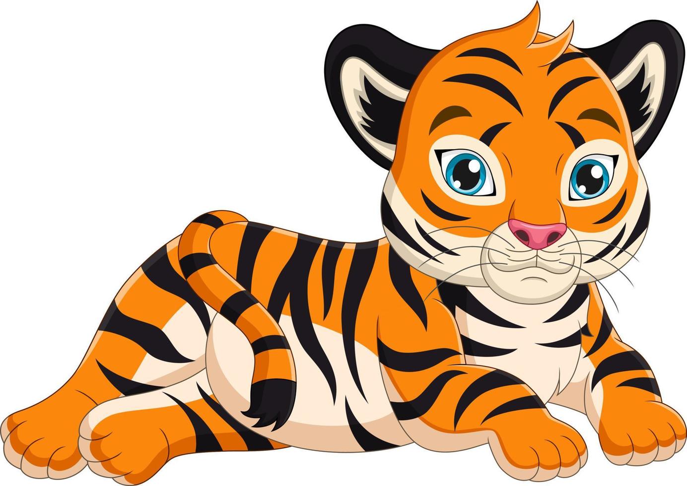 Cute baby tiger cartoon laying down vector