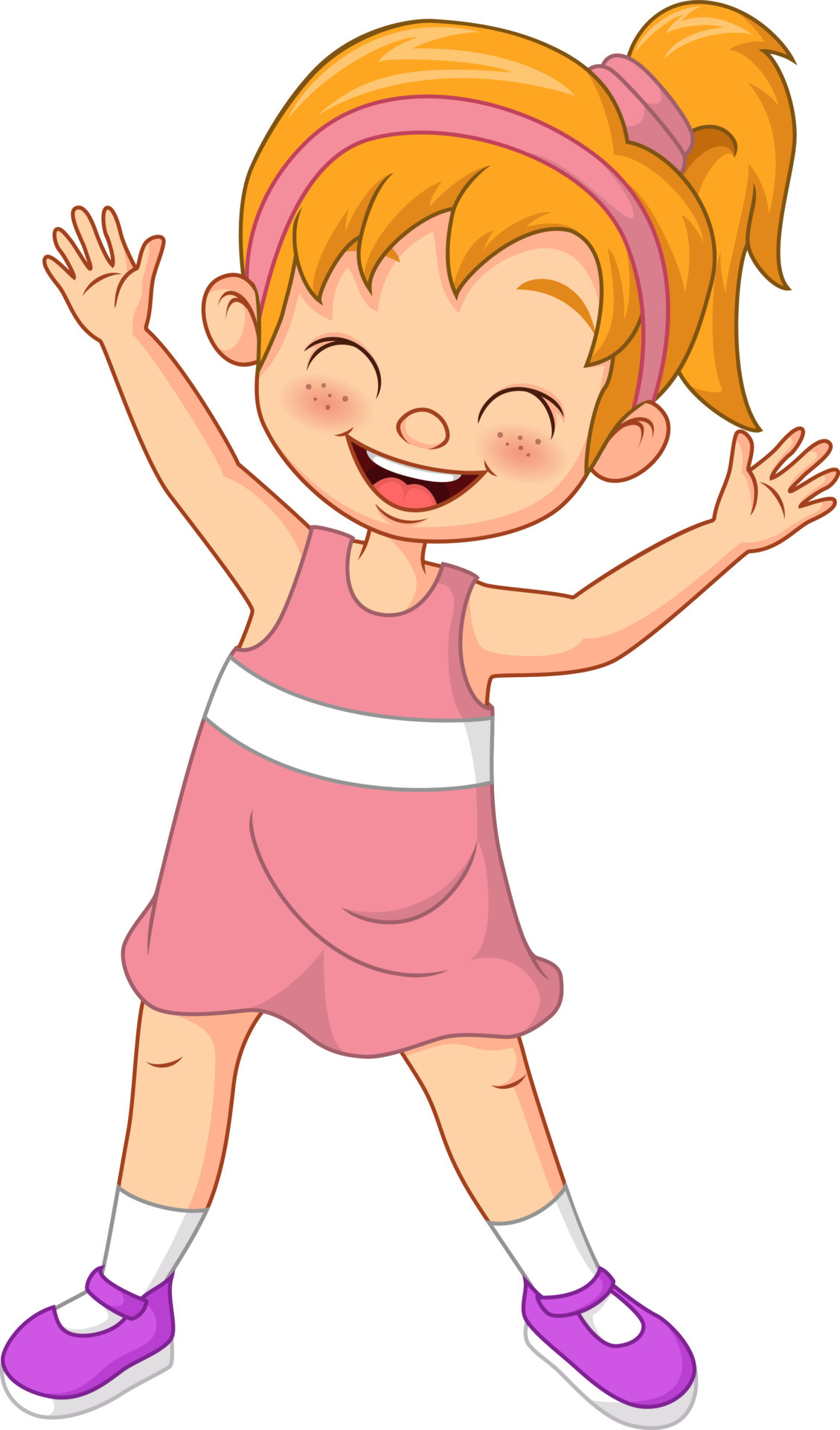 Cartoon happy little girl standing 5112438 Vector Art at Vecteezy