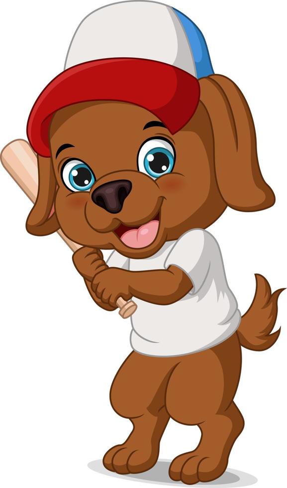 Cartoon dog playing a baseball vector