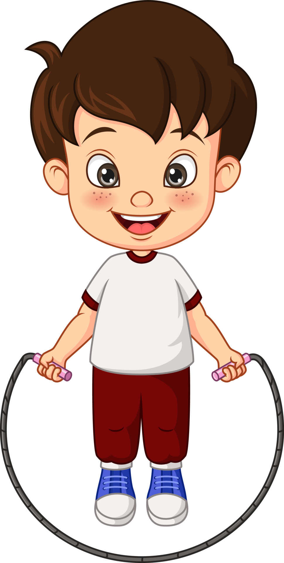 Cartoon boy jumping rope Royalty Free Vector Image