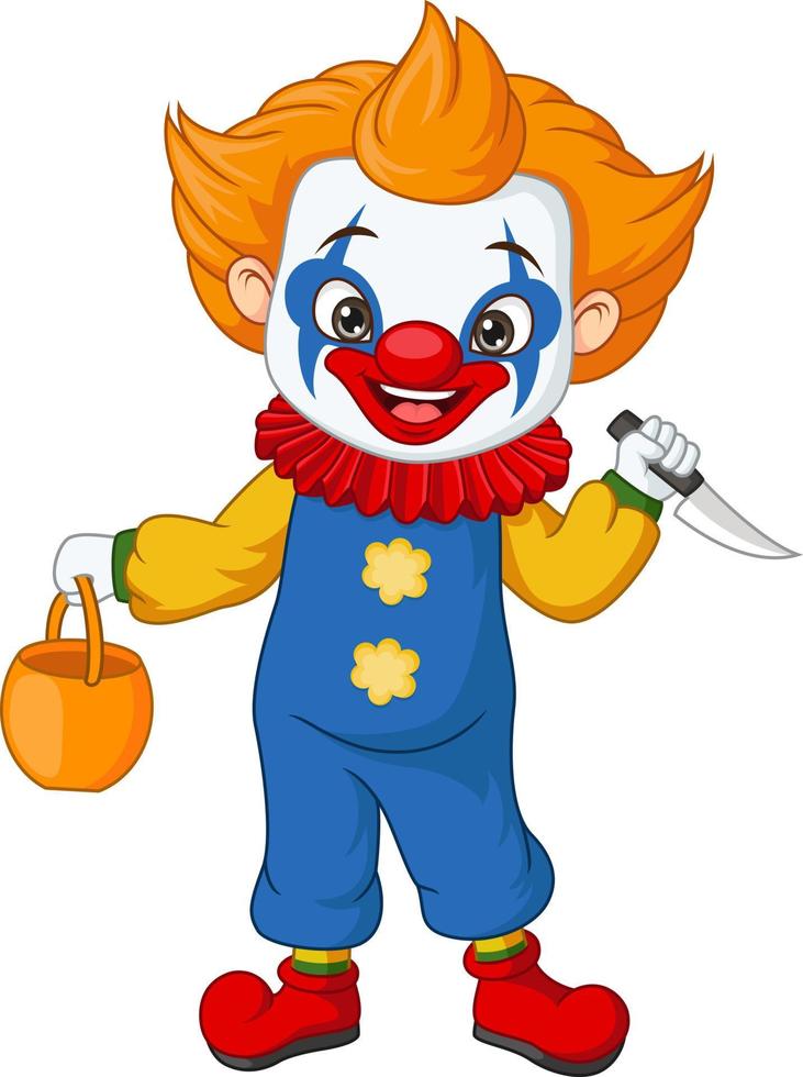 niño de dibujos animados con disfraz de payaso de halloween vector