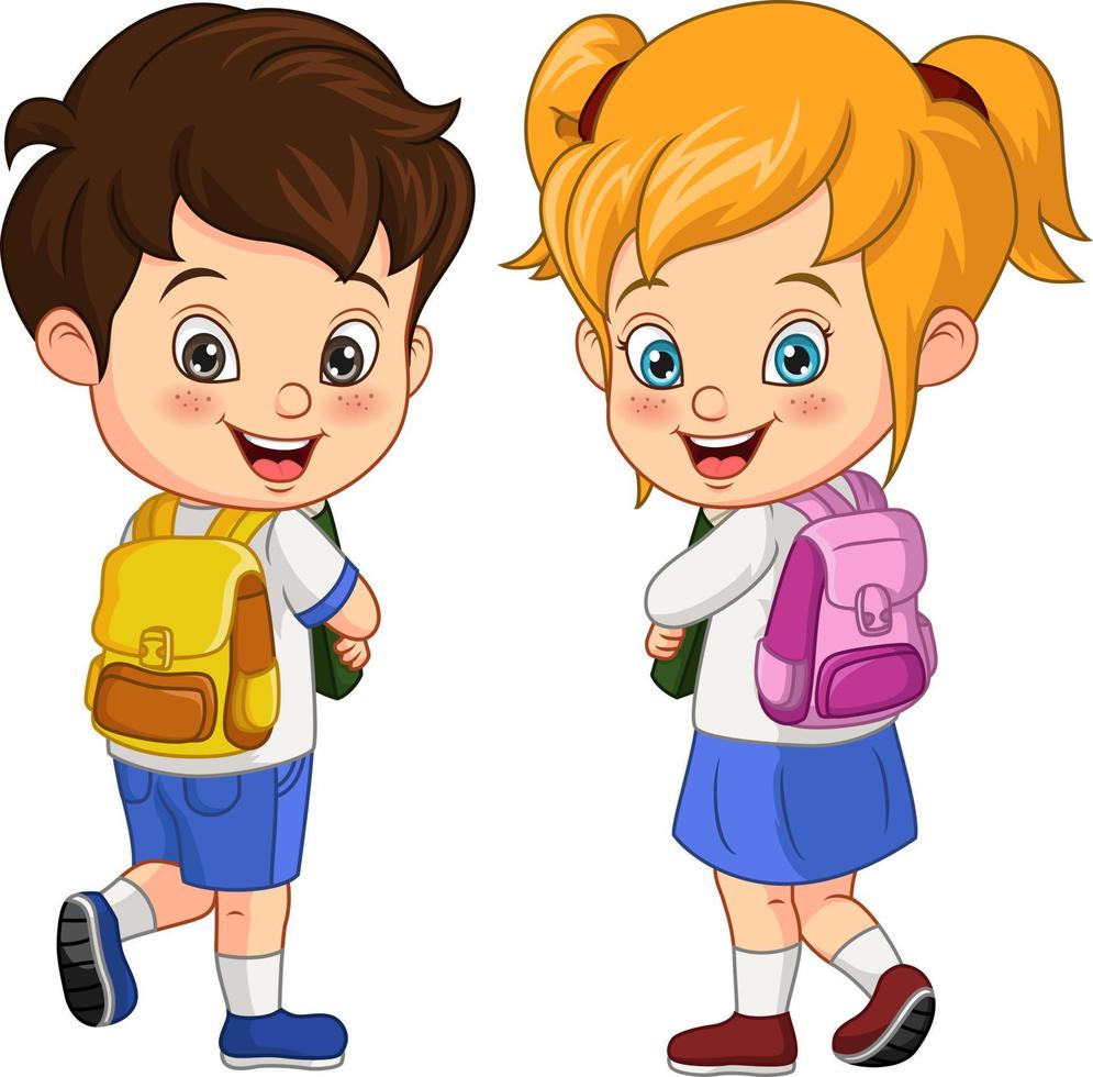 Happy children go to school vector