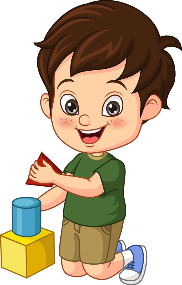 niño pequeño de dibujos animados jugando con cubos 5112514 Vector en  Vecteezy