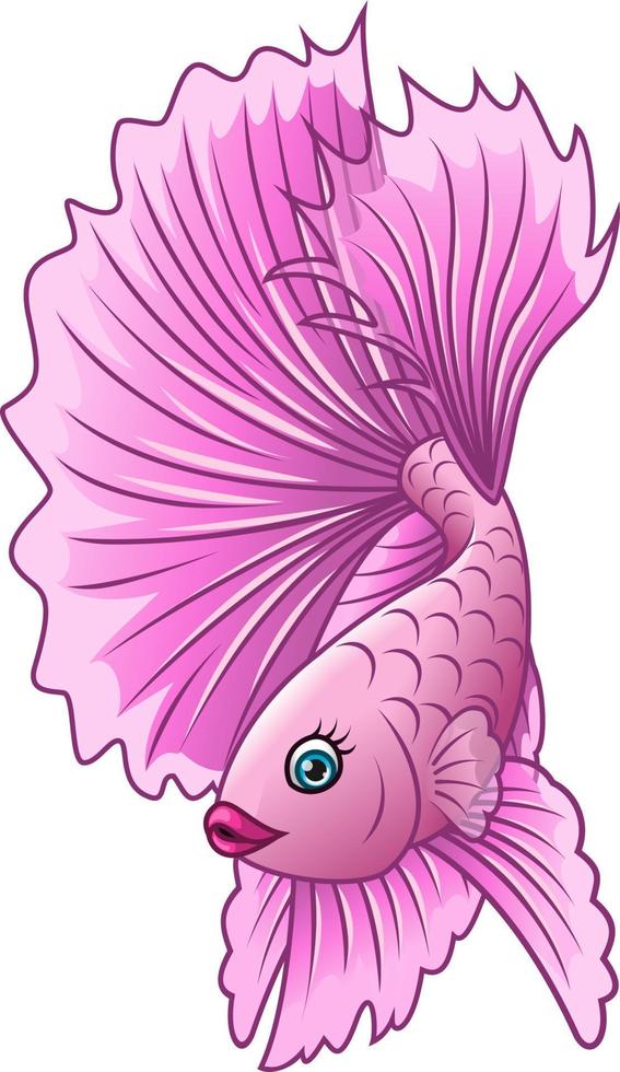Cartoon pink betta fish on white background vector