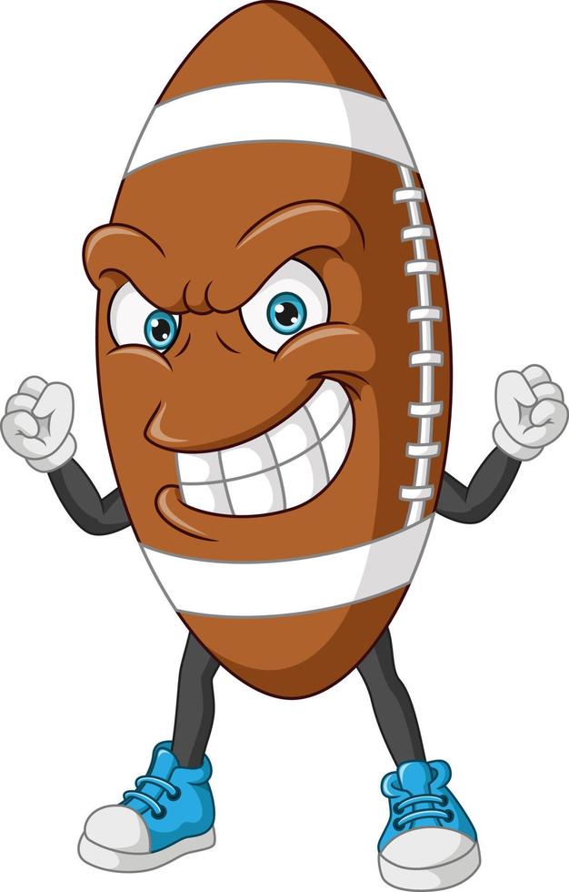 Cartoon angry rugby ball mascot vector