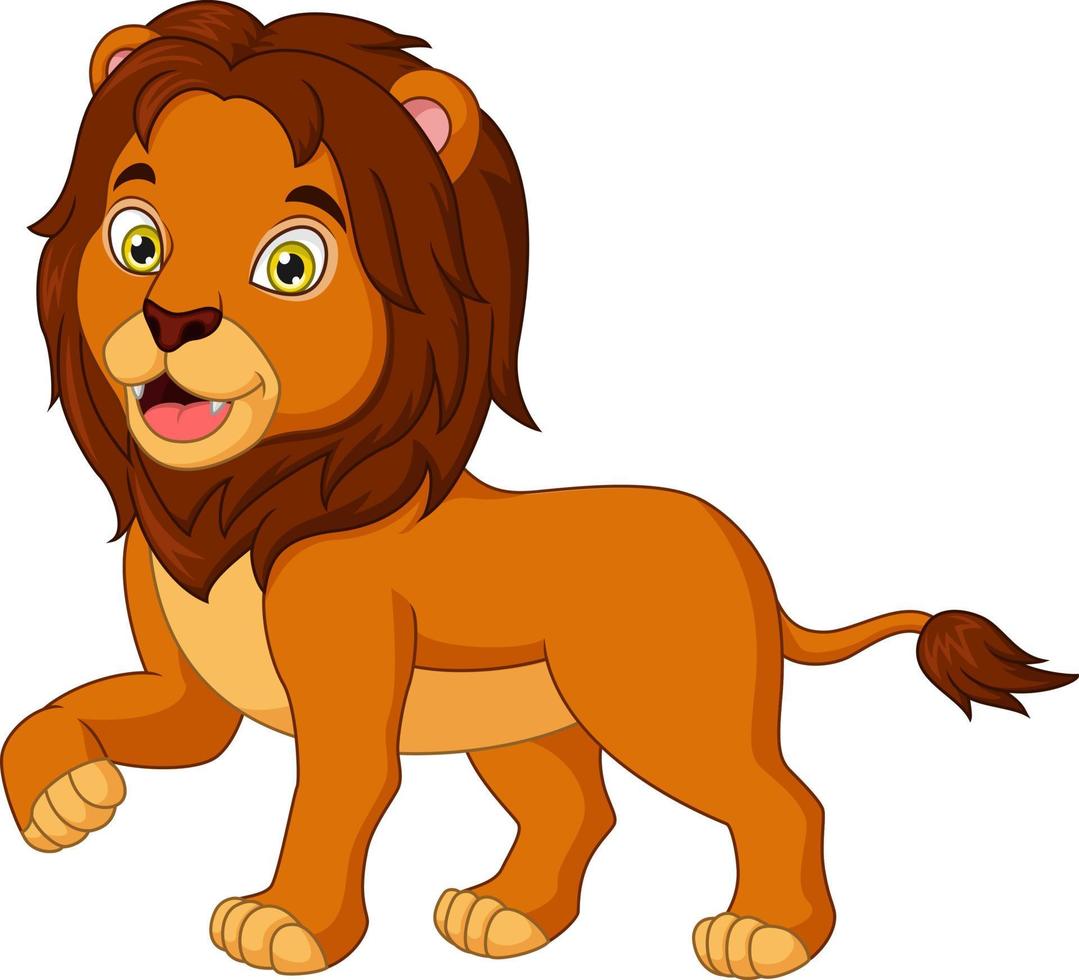 Cute lion cartoon on white background vector