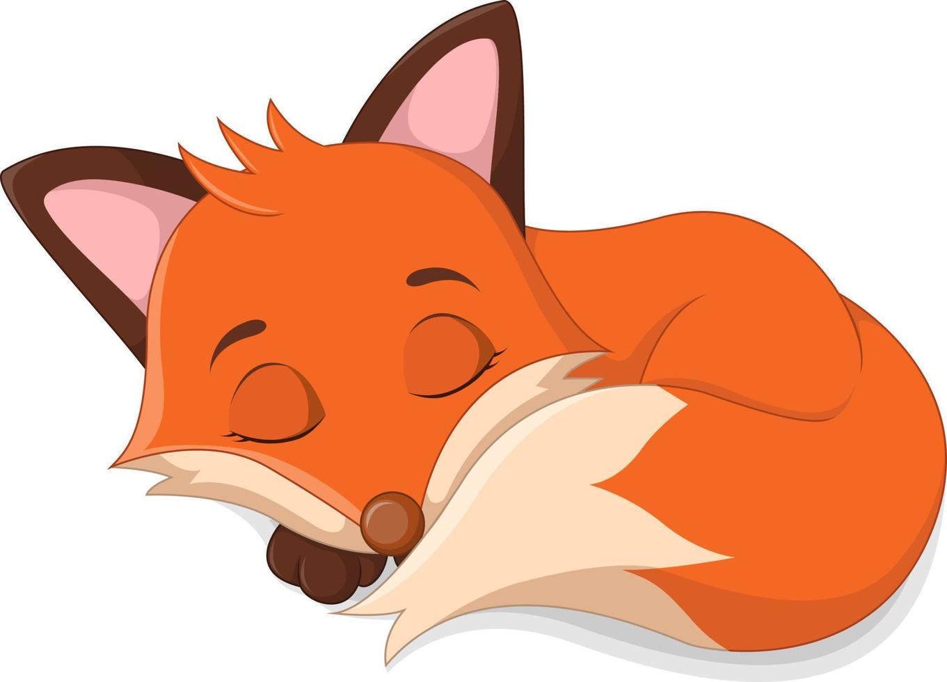 Cute fox sleeping on autumn leaves vector