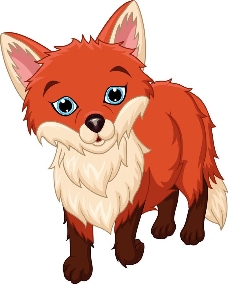 Cute little fox cartoon on white background vector