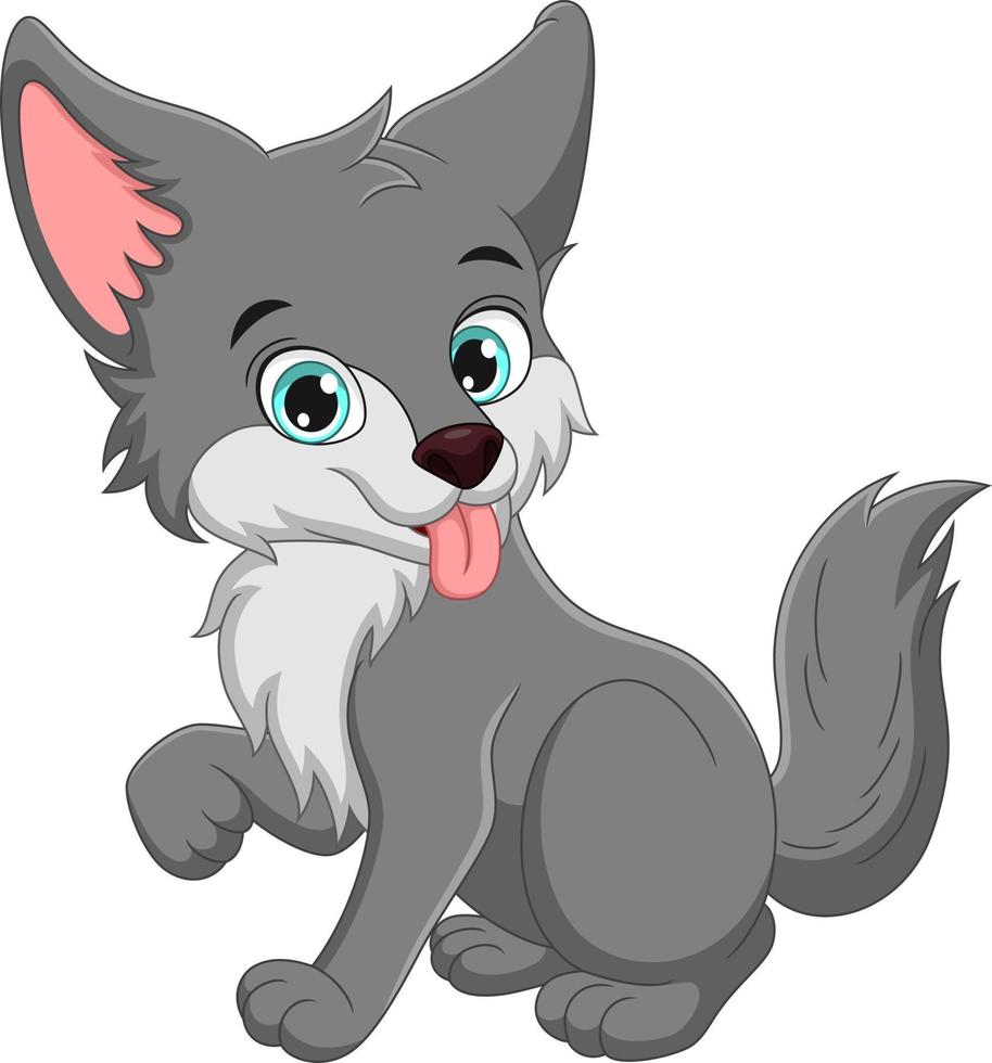 lindo, lobo, caricatura, actuación, lengua vector