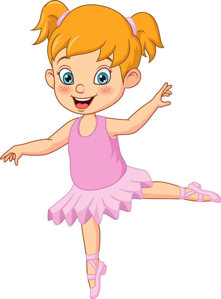 Cute ballerina girl in pink dress dancing vector