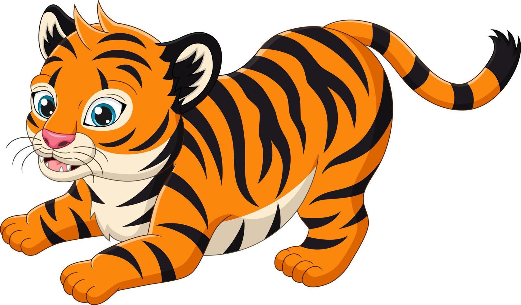 lindo, bebé, tigre, caricatura, blanco, plano de fondo vector