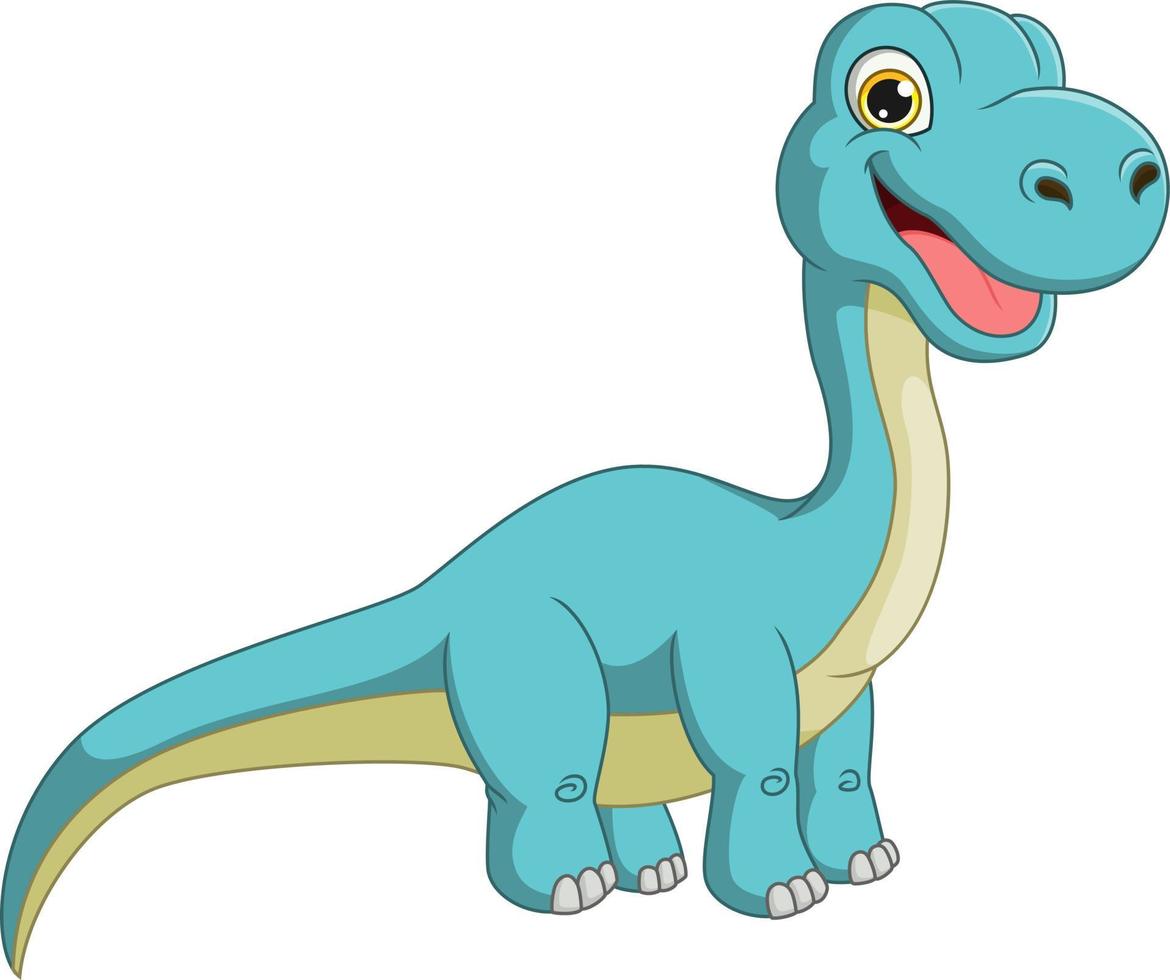 dibujos animados lindo pequeño dinosaurio brontosaurio vector