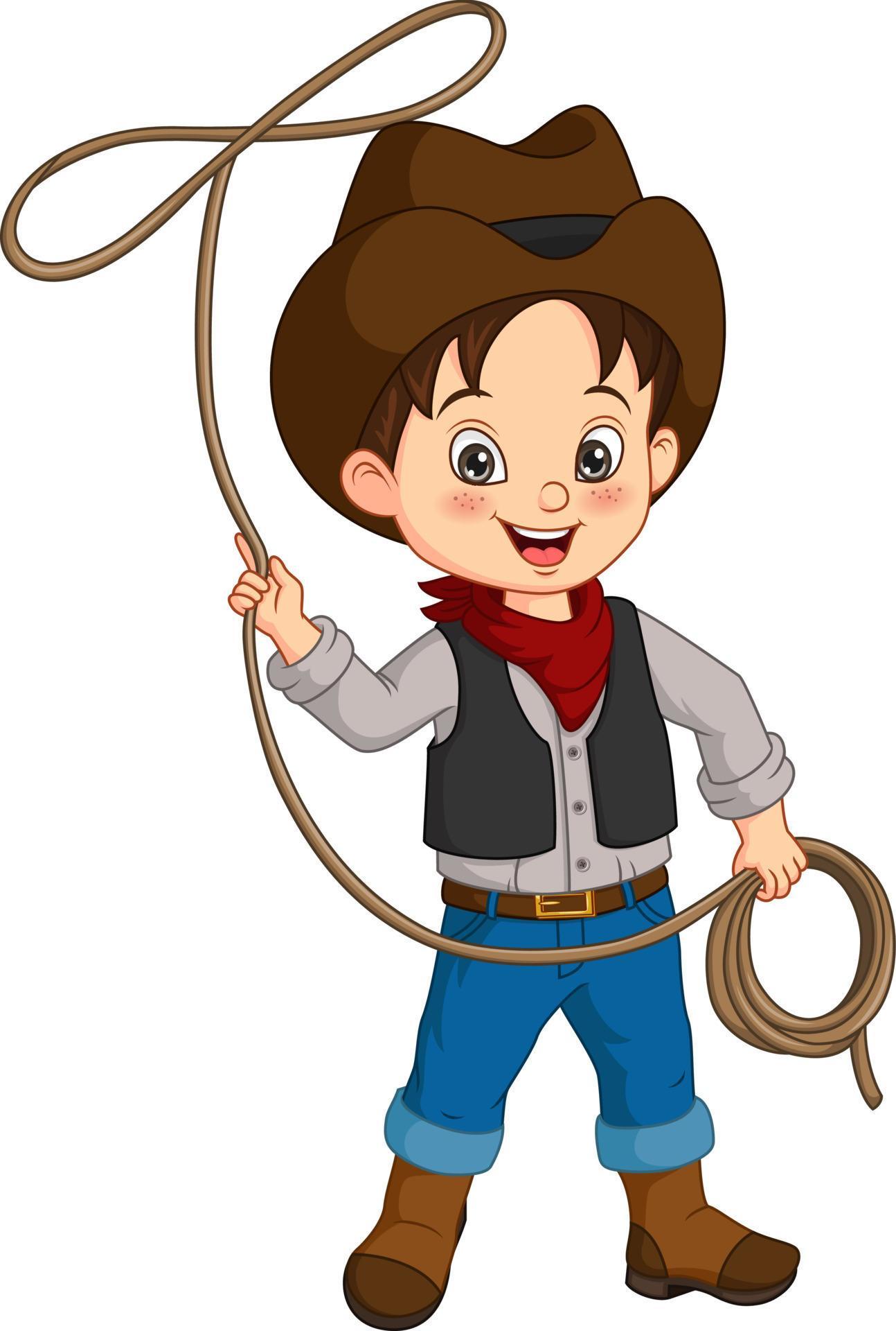 Cartoon happy cowboy with lasso 5112683 Vector Art at Vecteezy