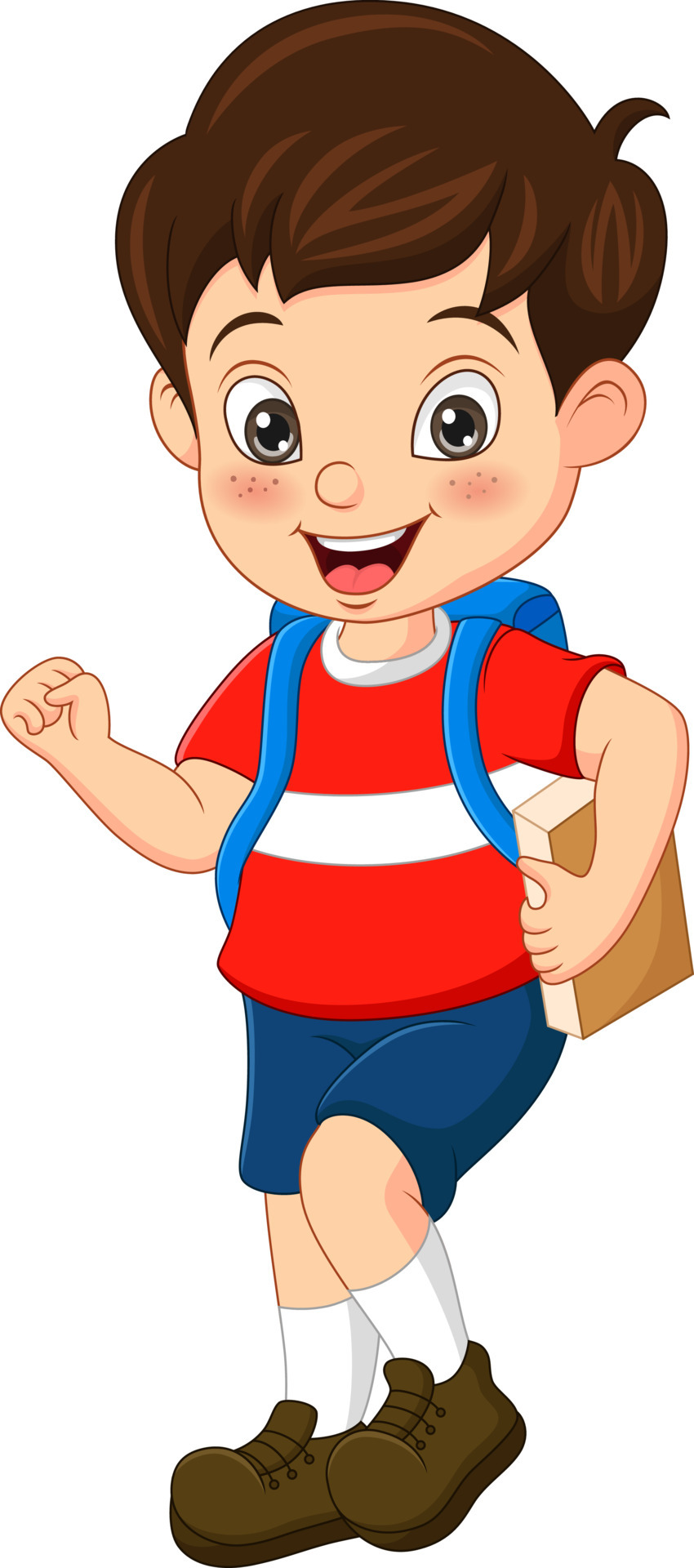 Cartoon cute boy go to school with backpack 5112706 Vector Art at Vecteezy