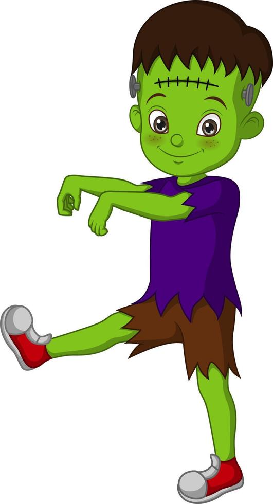 Cartoon zombie kid isolated on white background vector