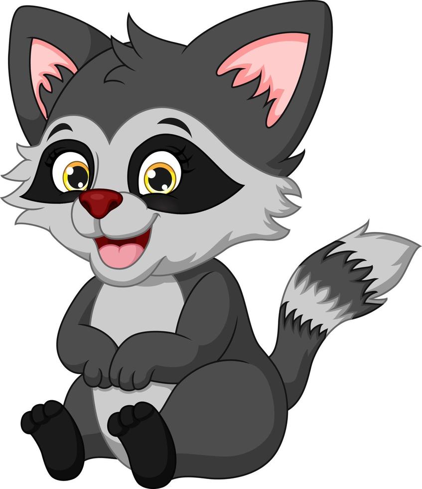 Cute baby raccoon cartoon sitting vector