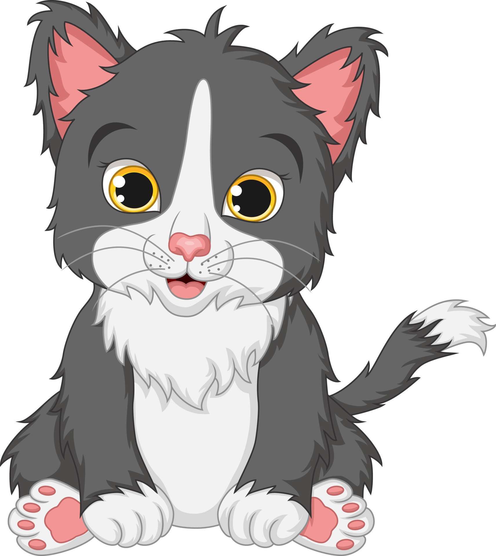 Cute kitten sitting on white background 5112755 Vector Art at Vecteezy