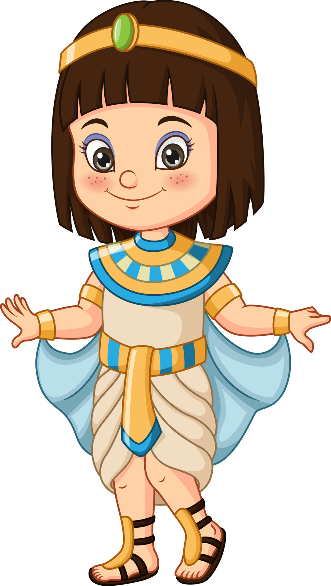 Cartoon little girl wearing egyptian cleopatra costume 5112786 Vector Art  at Vecteezy
