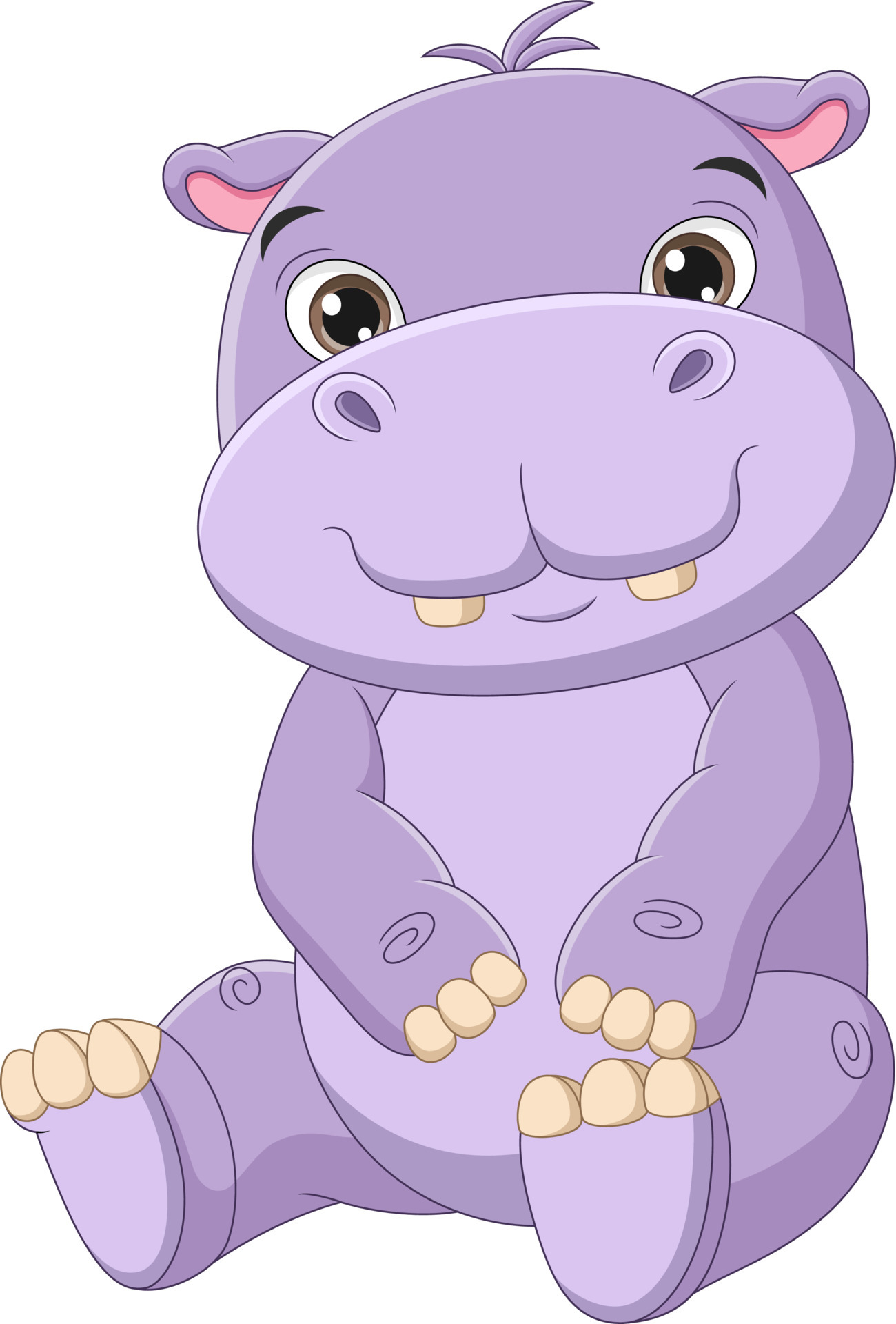 Cute baby hippo cartoon sitting 5112810 Vector Art at Vecteezy
