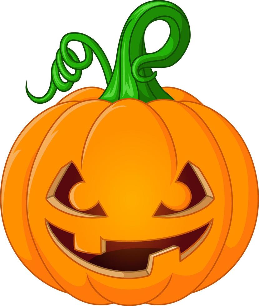 Cartoon Halloween pumpkin with scary face on white background vector