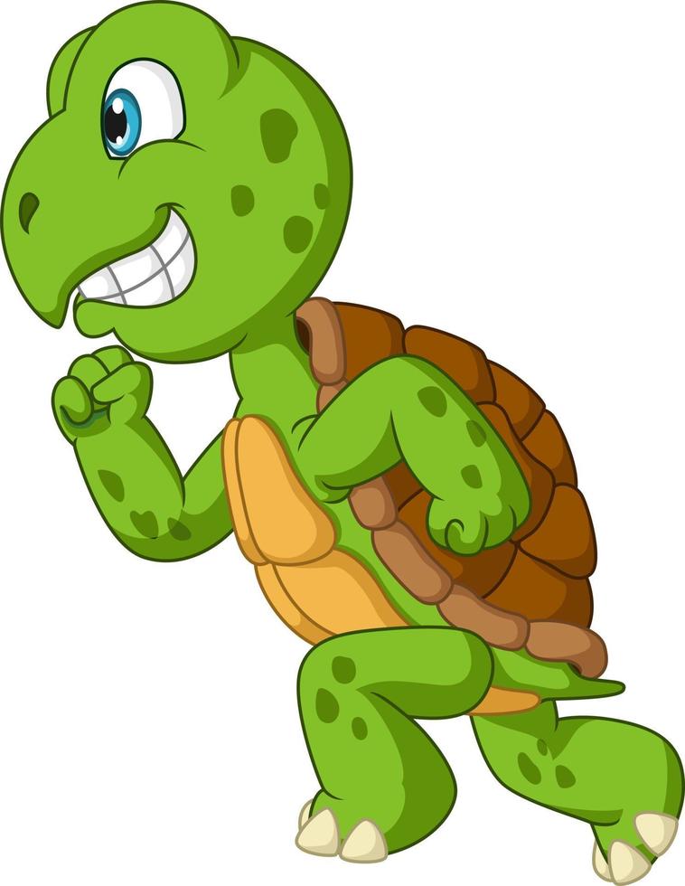 Cute happy turtle cartoon running vector